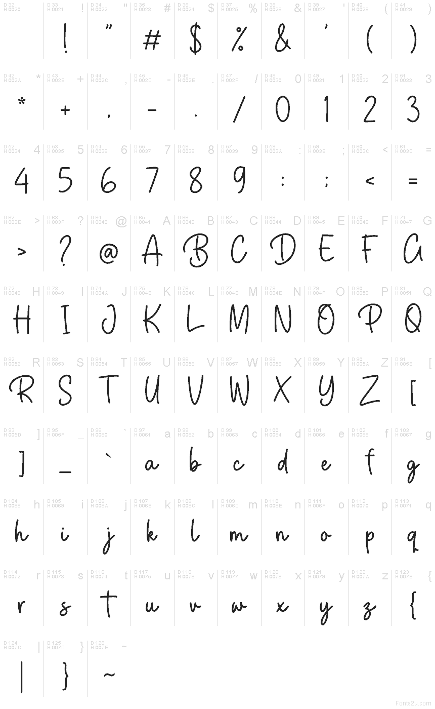 Basis-Lateinisch - Zeichentabelle