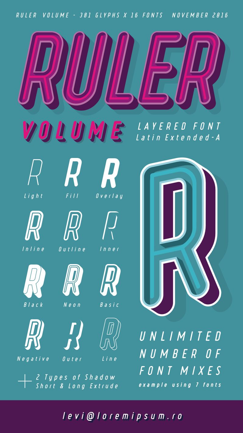 Lore font. Volume font. font with volume.