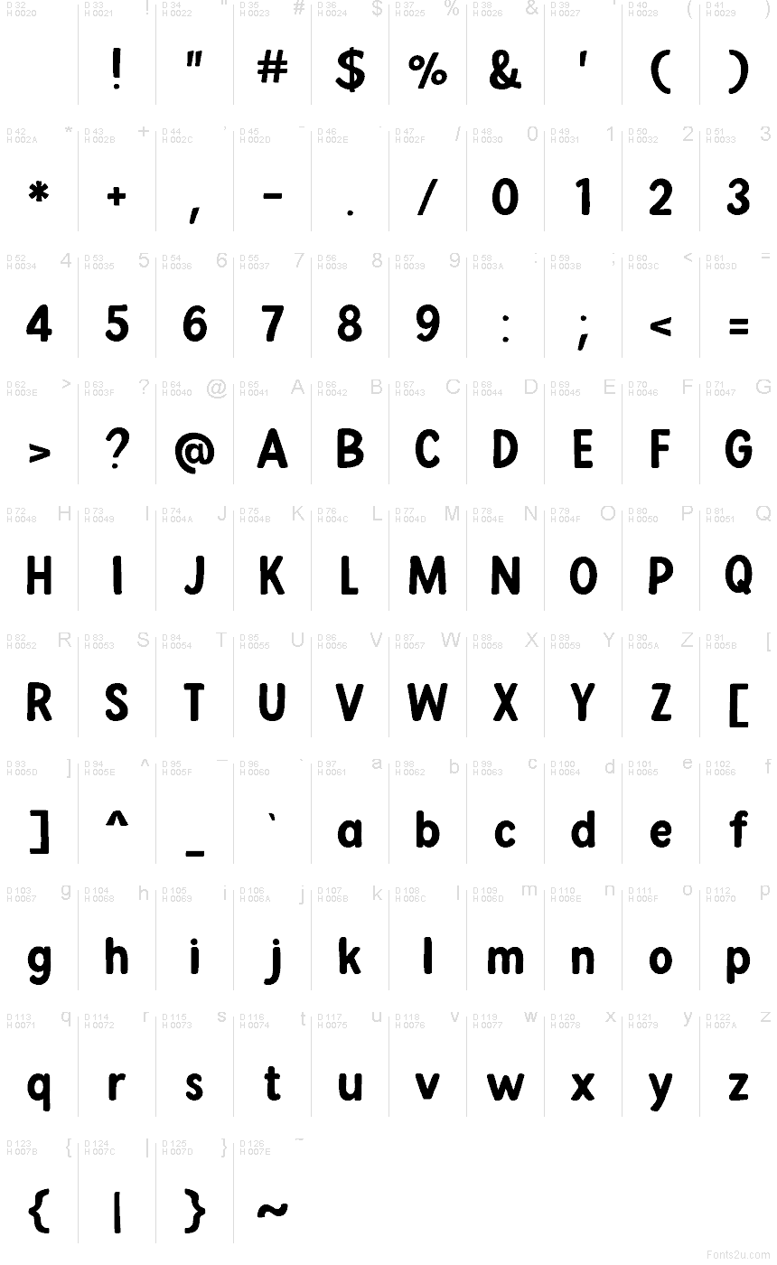 Latin de base - Table de caractères