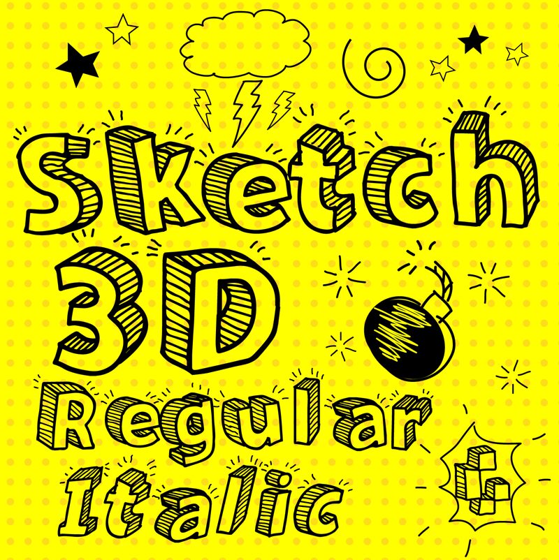 Sketch 3D Schriftart