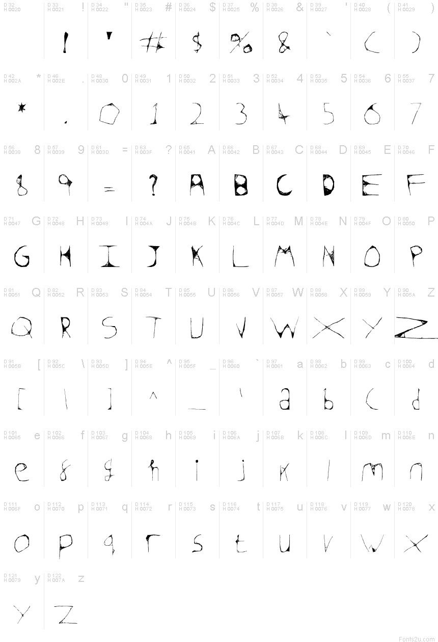 Skeleton Sketched font