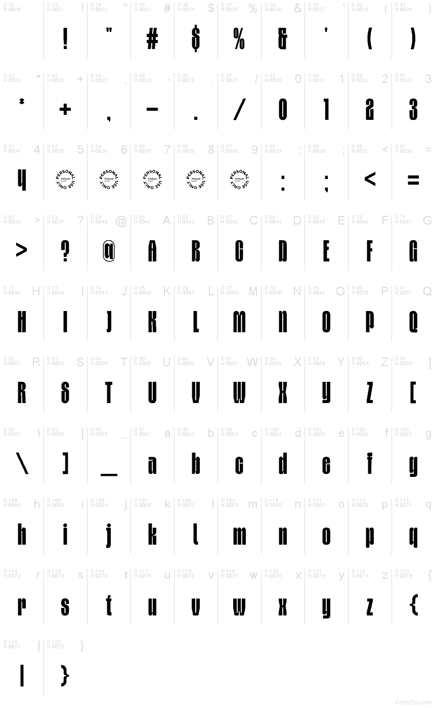 Базовая латиница - Таблица символов