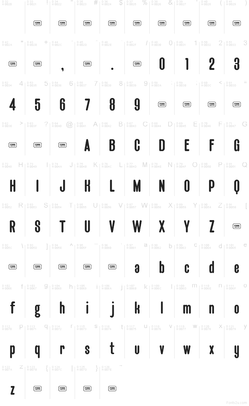 Basis-Lateinisch - Zeichentabelle