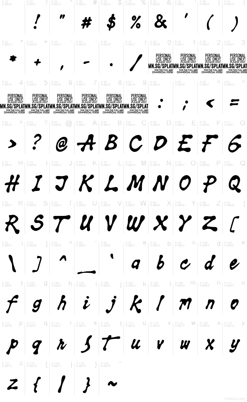 Basic Latin - charmap