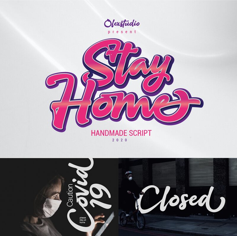 Stay Home Script الخط 