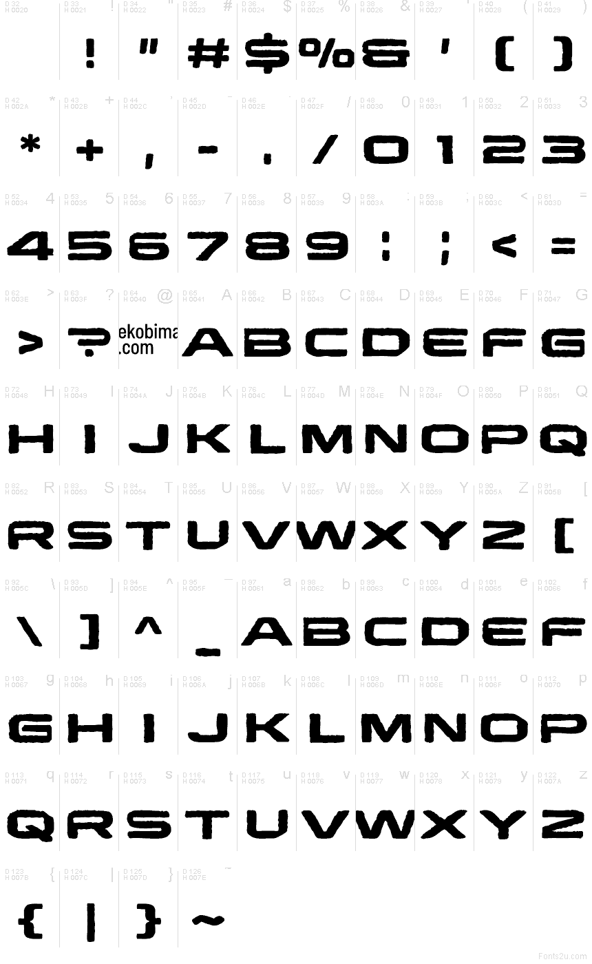 الأساسية لاتينية - خريطة الرموز