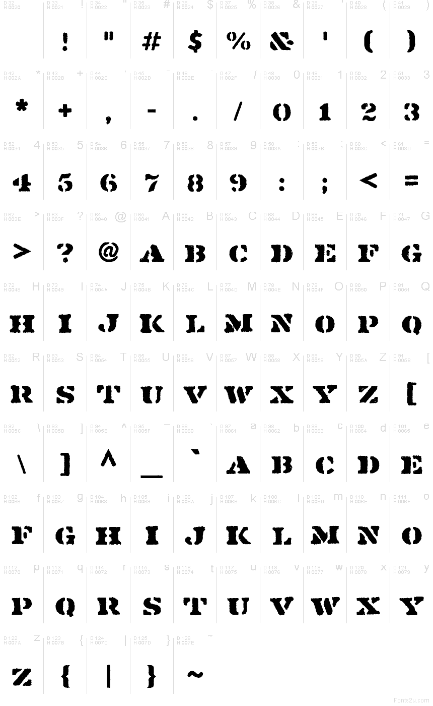 Latino di base - Mappa caratteri