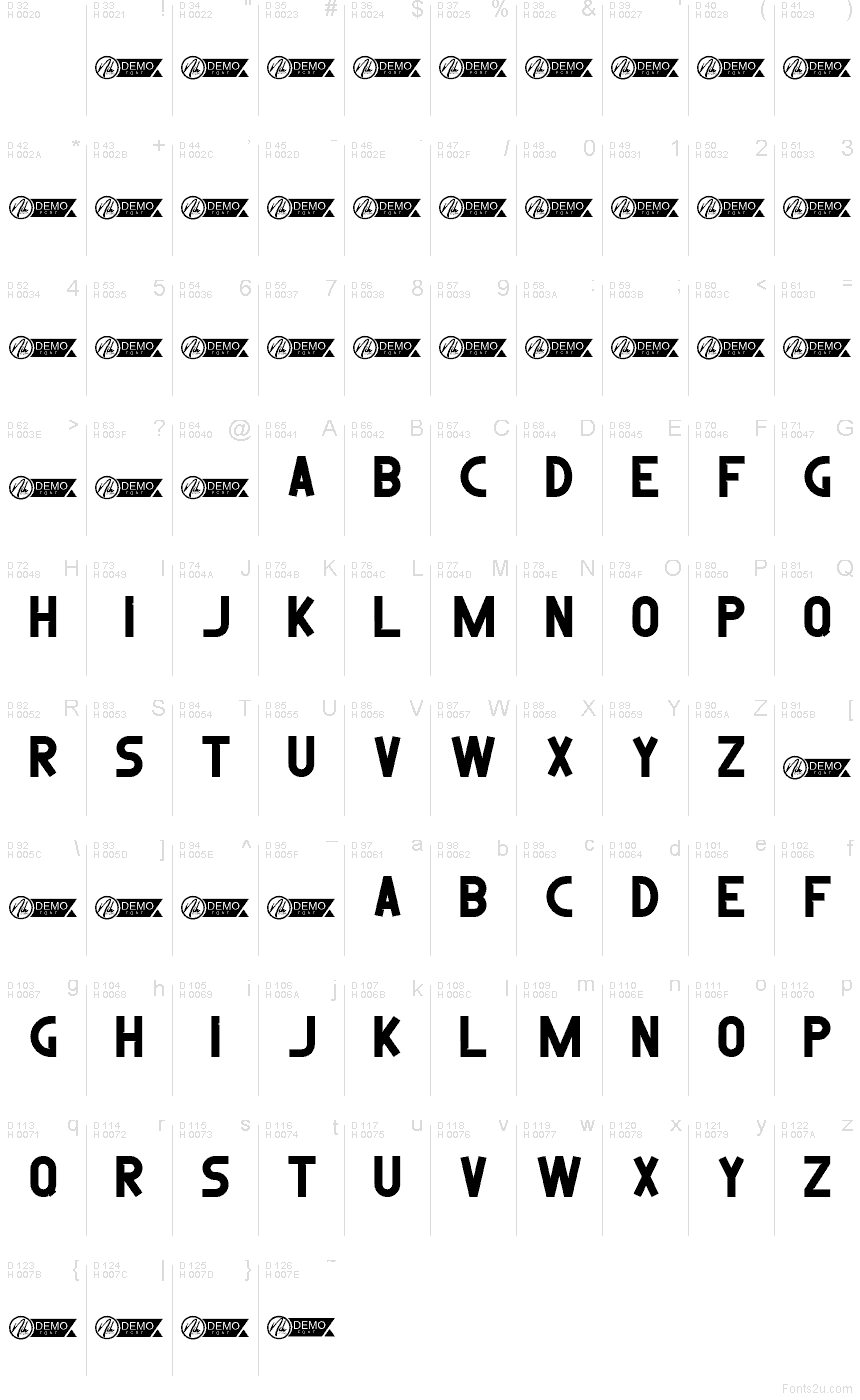 الأساسية لاتينية - خريطة الرموز