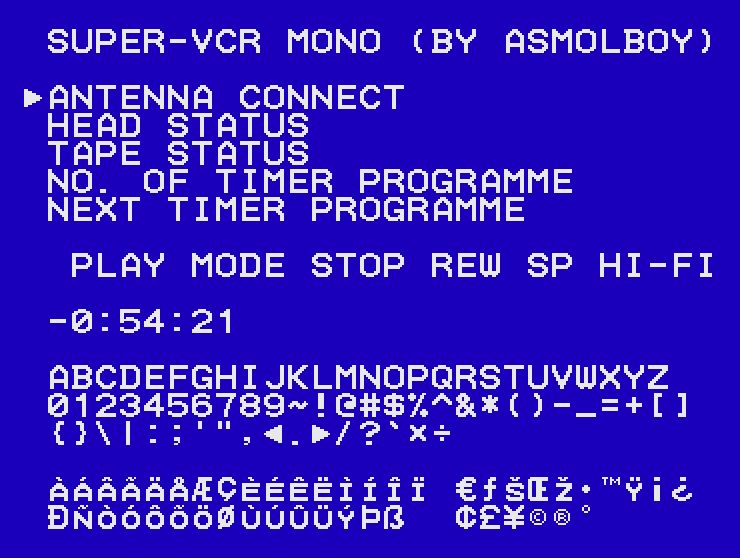 SUPER-VCR MONO Czcionka