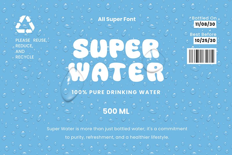 Super Water Druh písma
