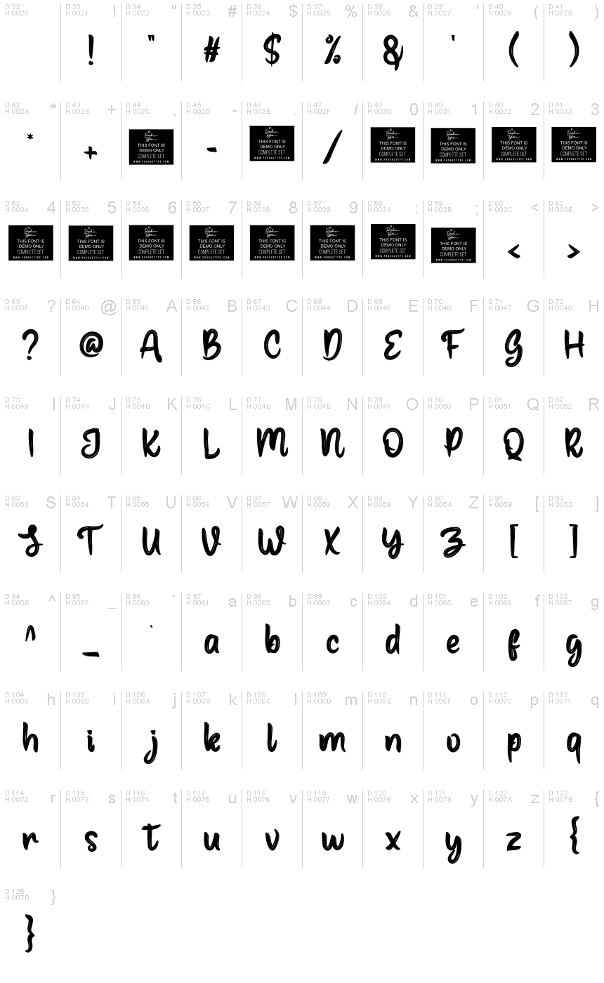 Basis-Lateinisch - Zeichentabelle