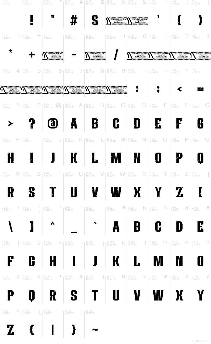 Latino di base - Mappa caratteri