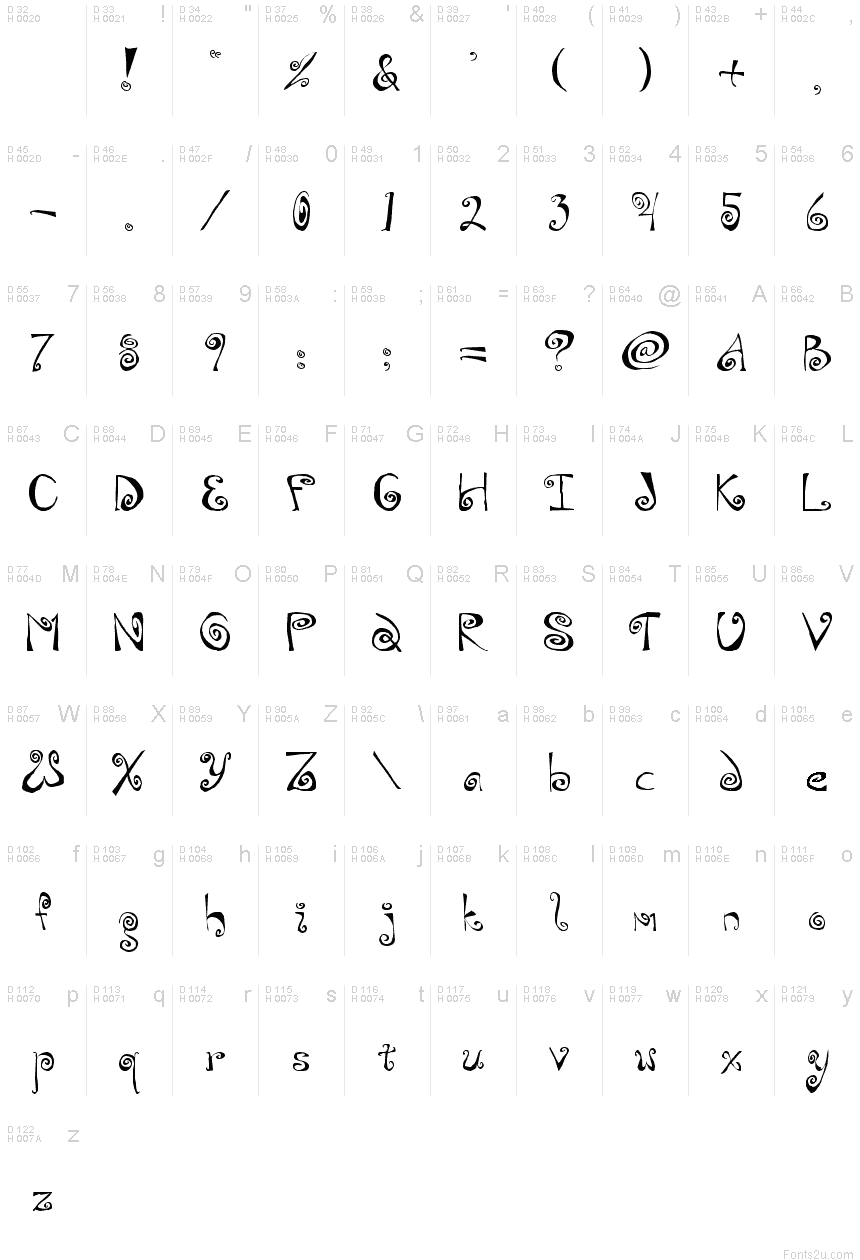 free swirly fonts with glyphs