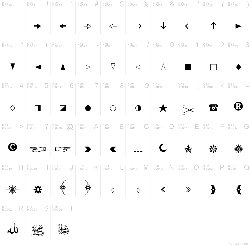 SYMBOLS A font