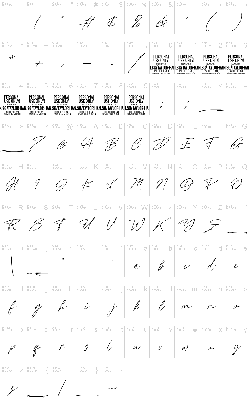 taylor script swash font