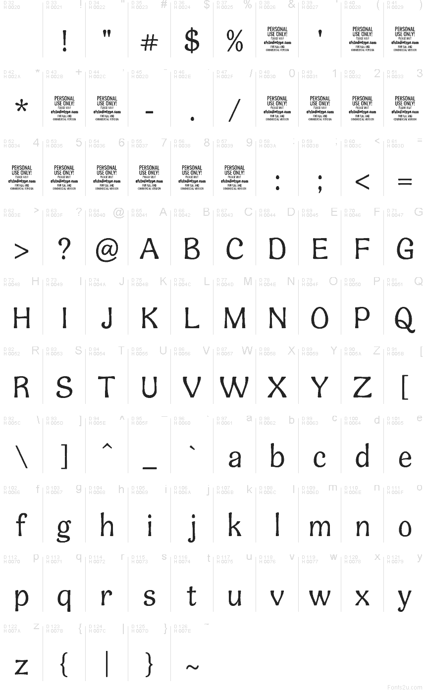 Latin de base - Table de caractères