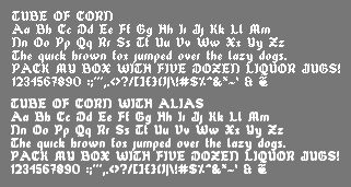 TubeOfCorn Czcionka