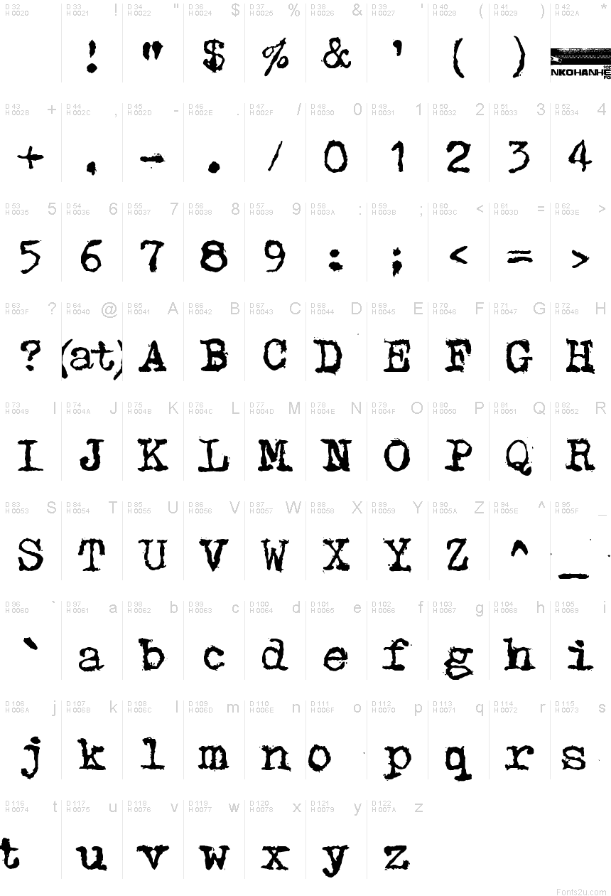 Basic Latin - charmap