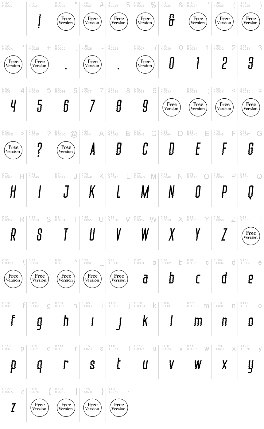 Basic Latin - charmap