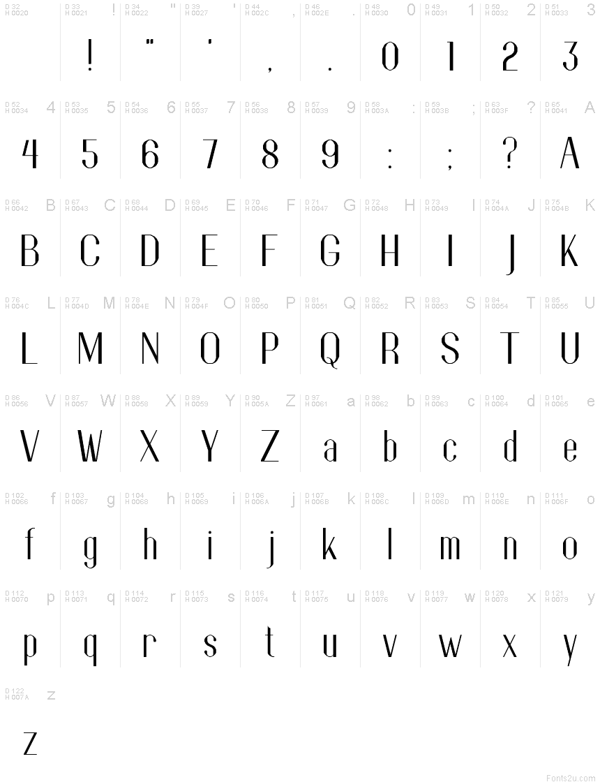 Latin de base - Table de caractères
