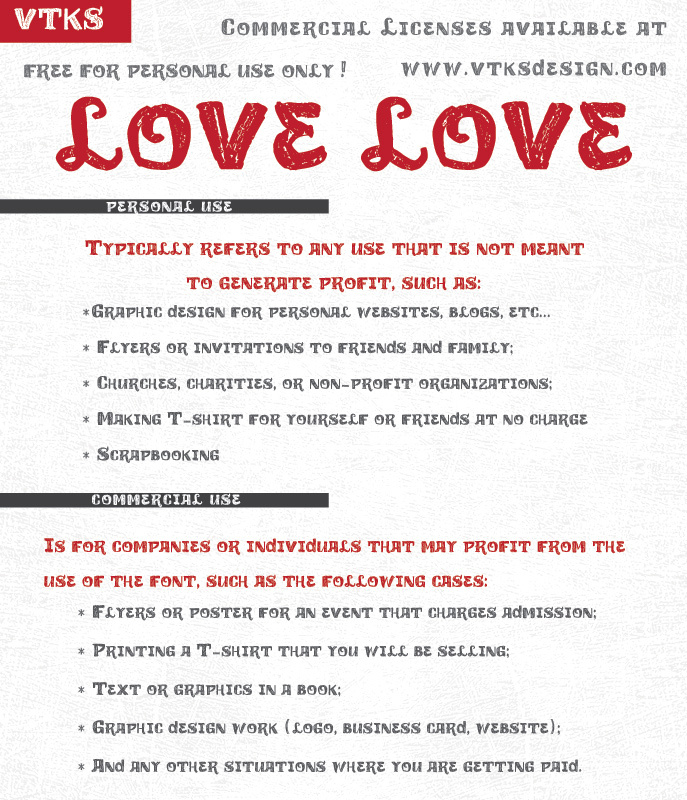 vtks love love Czcionka