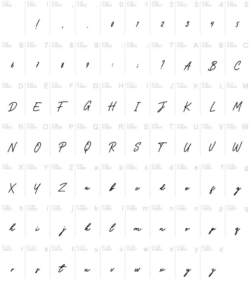 Friend script. Шрифт. Латинские буквы. Символы для личного языка. Латиница.