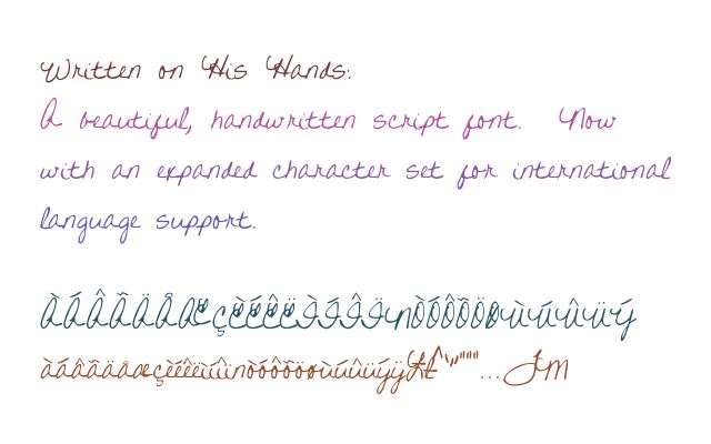 Written on His Hands Czcionka