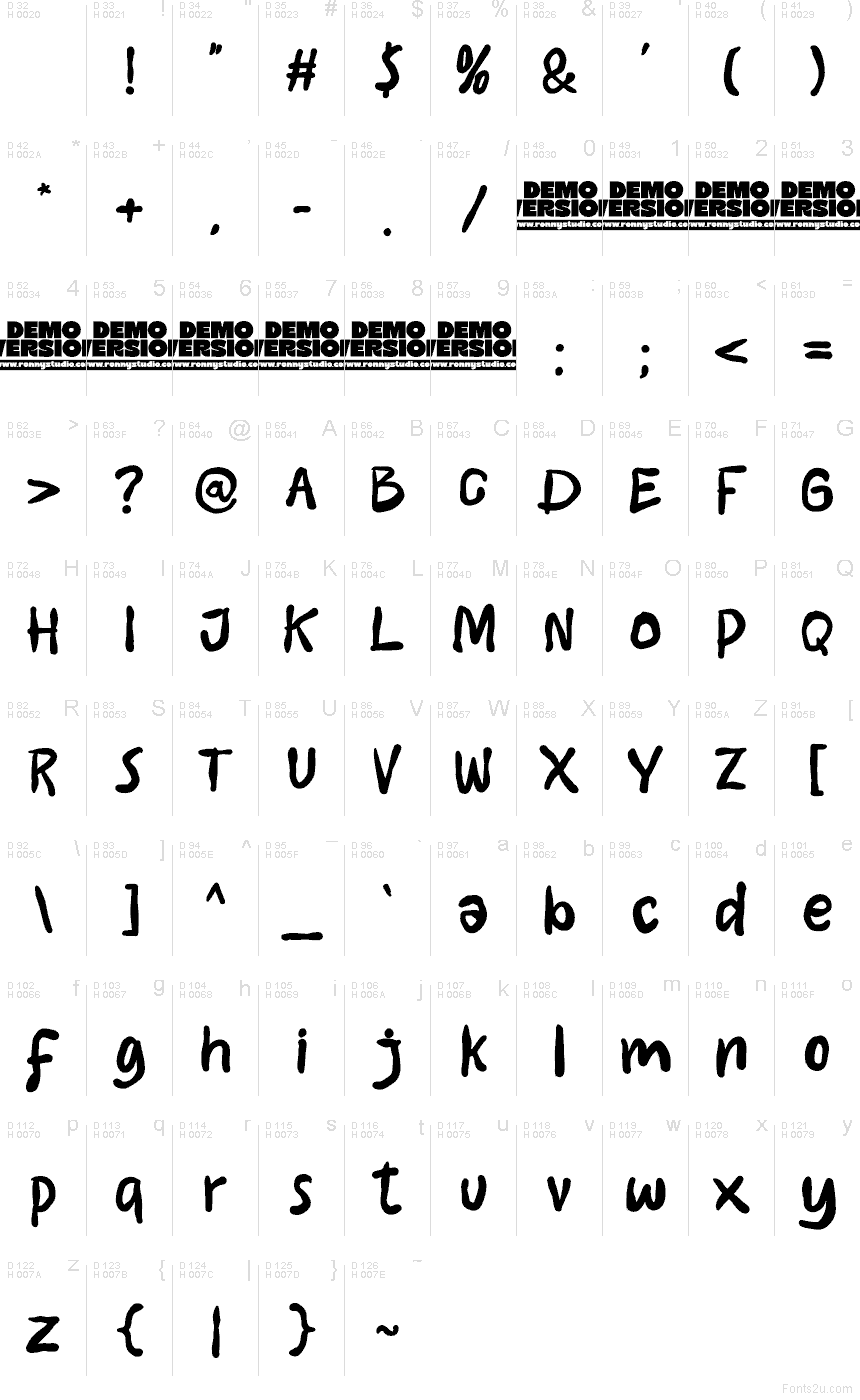 Basic Latin - charmap