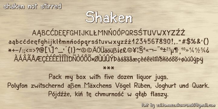 zai Shaken Druh písma