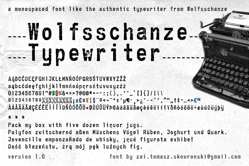 zai Wolfsschanze Typewriter — Presentación de la fuente